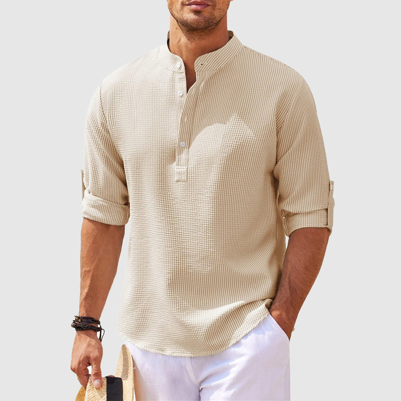 Men’s Seersucker Long Sleeve Shirt