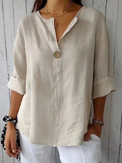 Blouse Casual V-Neck Blouse Relaxed Fit Easygoing Days