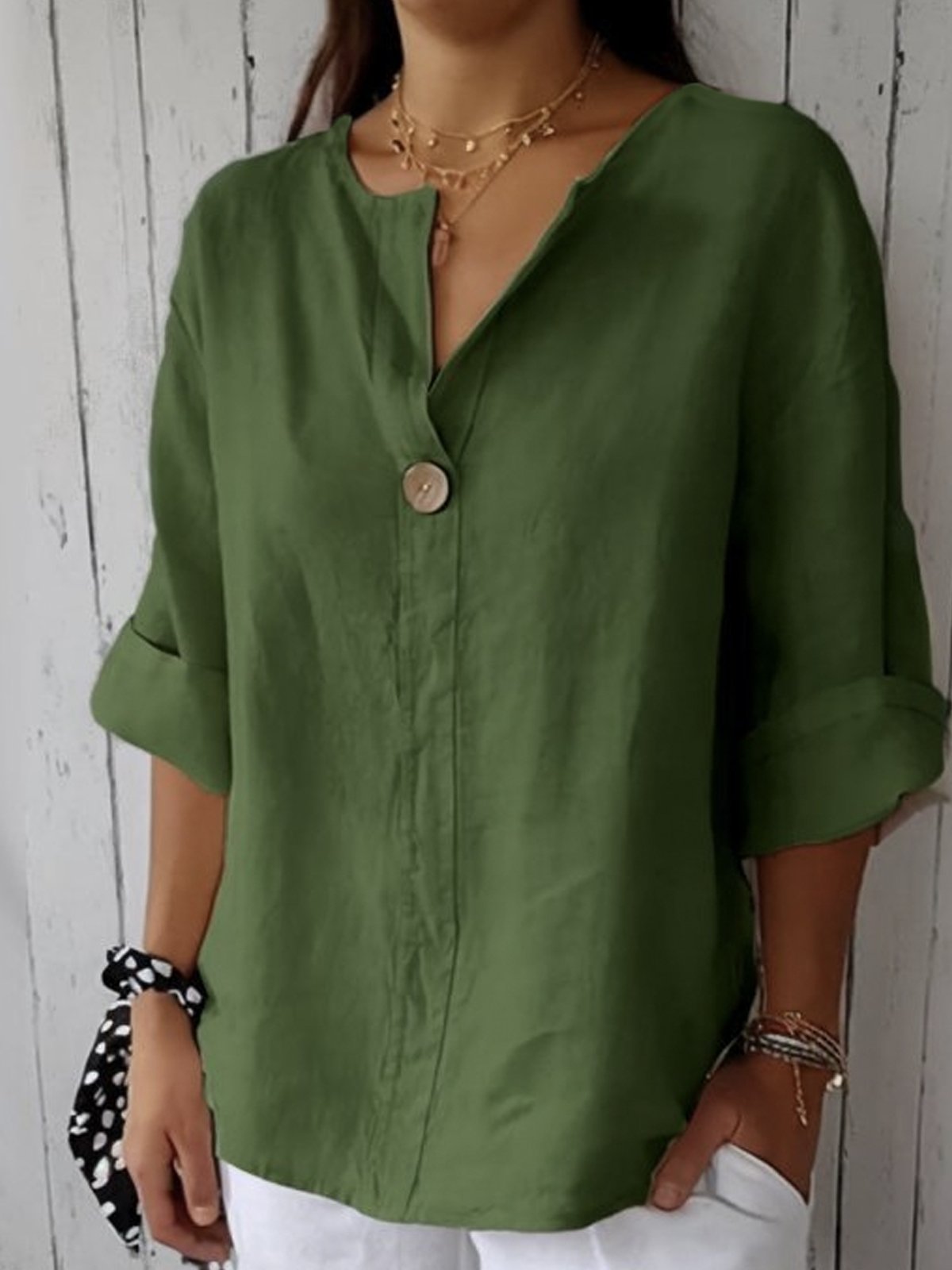 Blouse Casual V-Neck Blouse Relaxed Fit Easygoing Days