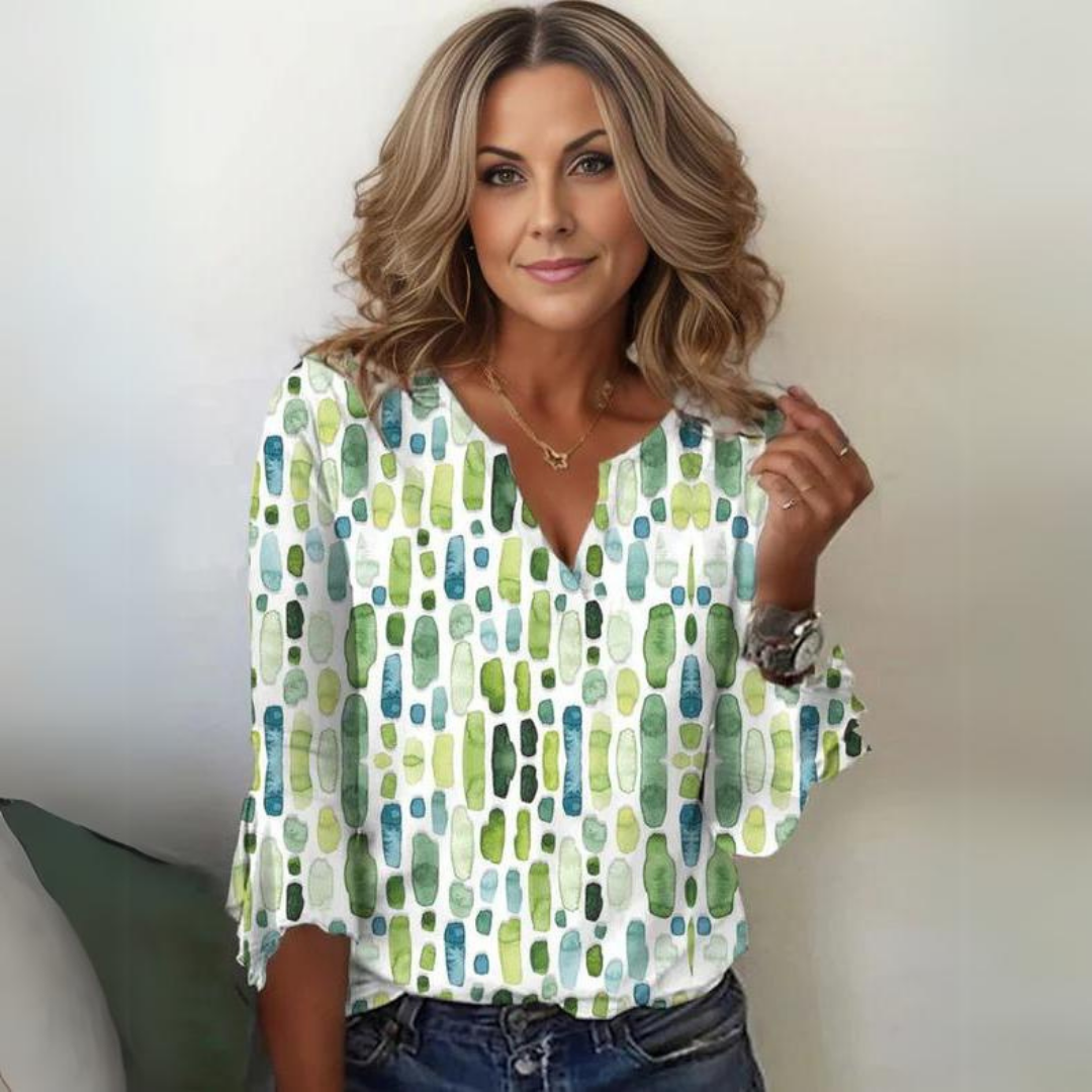 Blouse Loose Fit Geometric Pattern Comfort Style