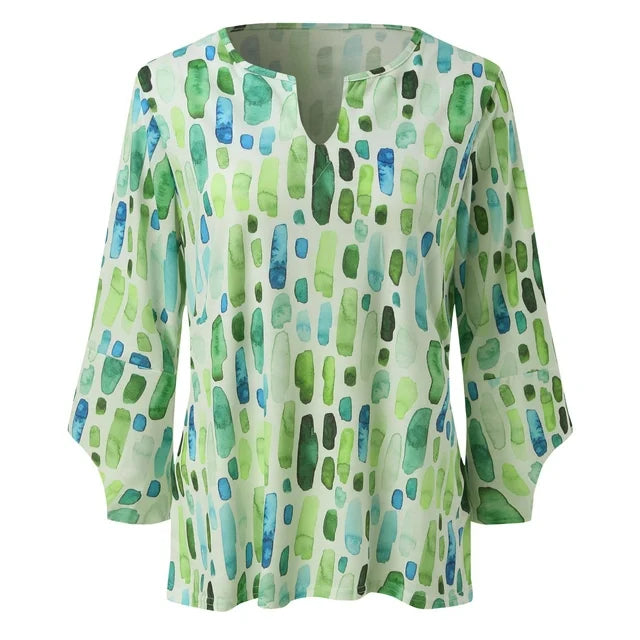 Blouse Loose Fit Geometric Pattern Comfort Style