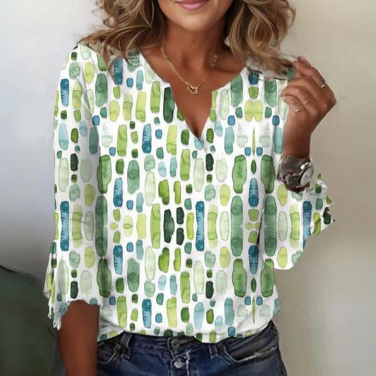 Blouse Loose Fit Geometric Pattern Comfort Style