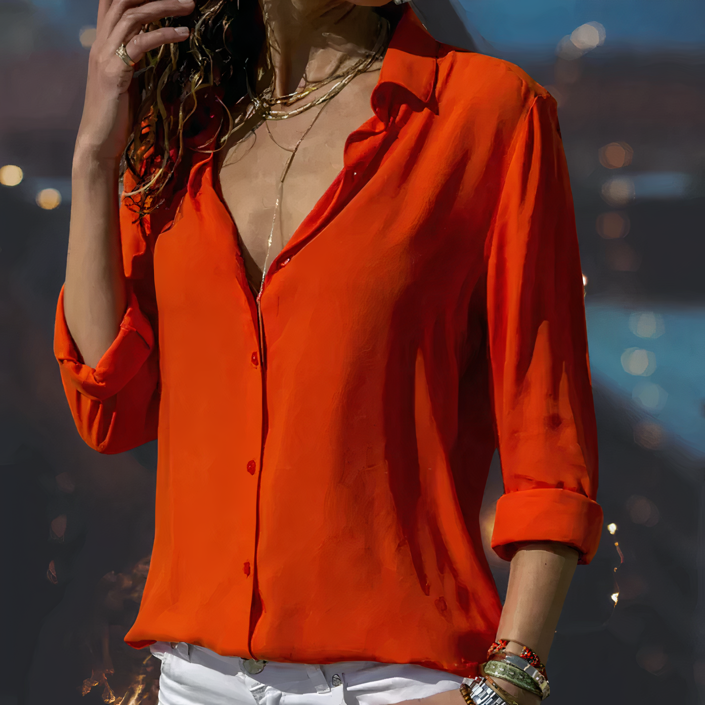 Blouse With Long Sleeves Versatile Elegant For Day And Night