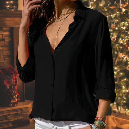 Blouse With Long Sleeves Versatile Elegant For Day And Night