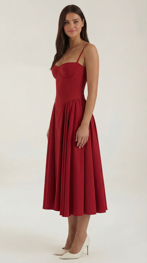Corset Midi Dress with Slender Straps for Elegant Looks