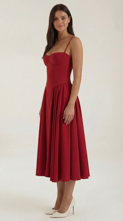 Corset Midi Dress with Slender Straps for Elegant Looks