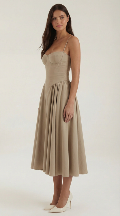Corset Midi Dress with Slender Straps for Elegant Looks