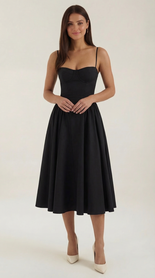 Corset Midi Dress with Slender Straps for Elegant Looks