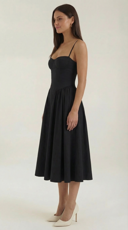 Corset Midi Dress with Slender Straps for Elegant Looks