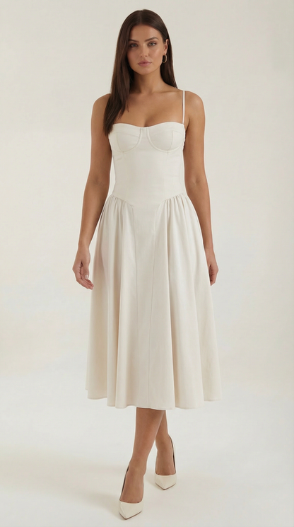Corset Midi Dress with Slender Straps for Elegant Looks