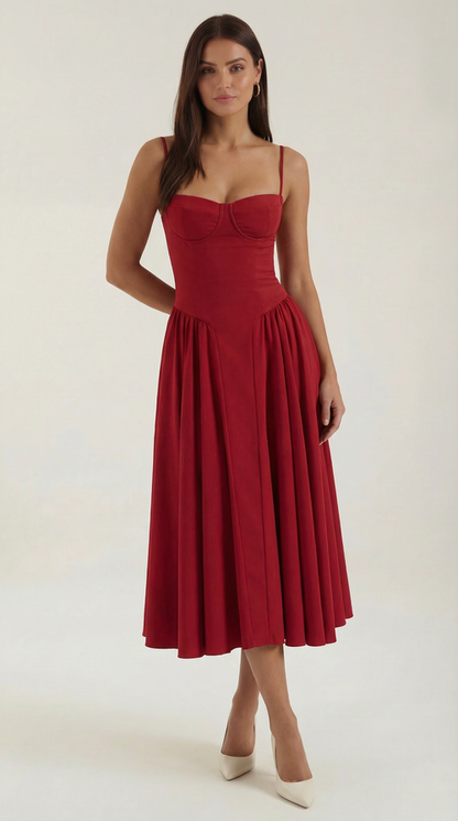 Corset Midi Dress with Slender Straps for Elegant Looks