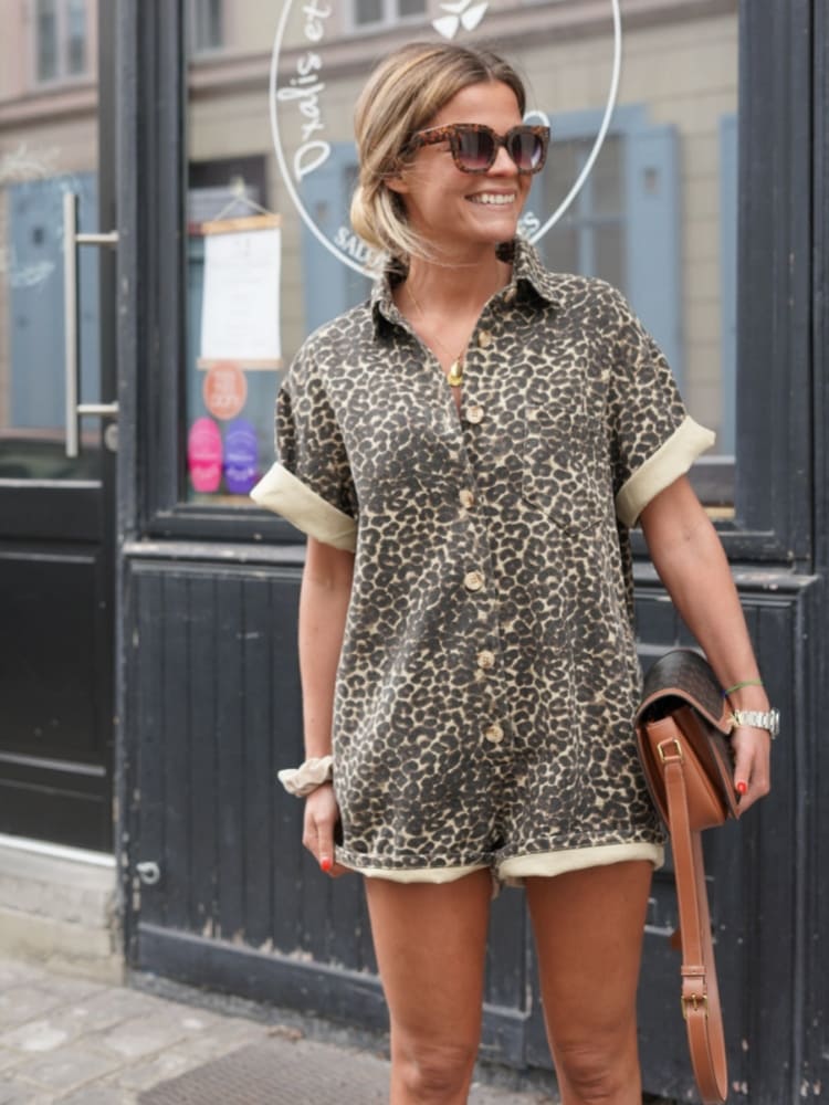 Leopard Print Romper Jumpsuit for Bold Chic Styling
