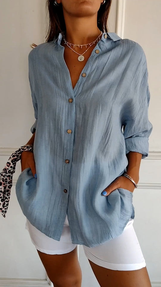Women’s Button-Down Shirt Lightweight Cotton Summer Shirt