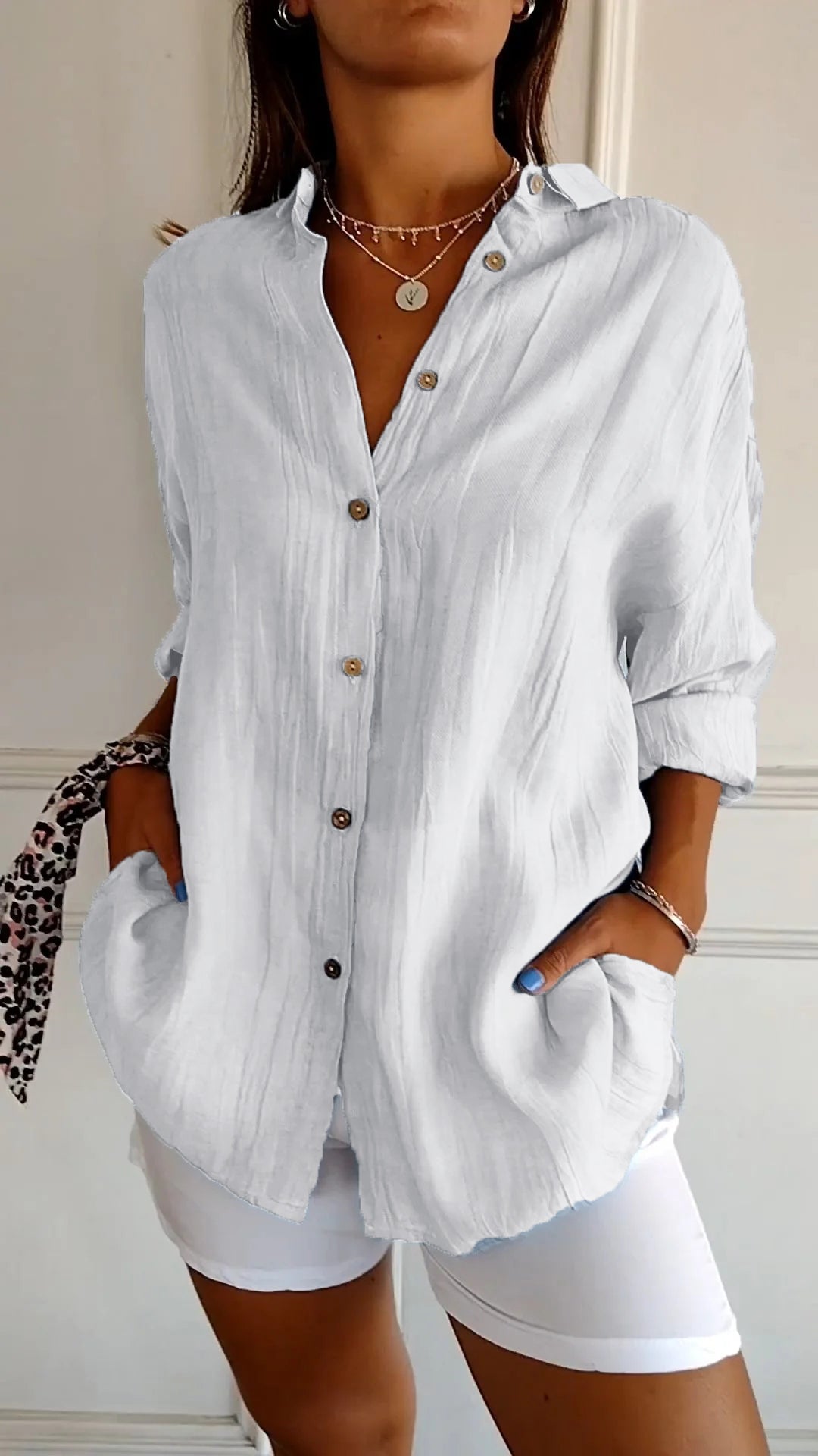 Women’s Button-Down Shirt Lightweight Cotton Summer Shirt