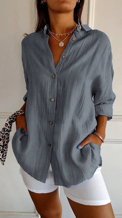 Women’s Button-Down Shirt Lightweight Cotton Summer Shirt