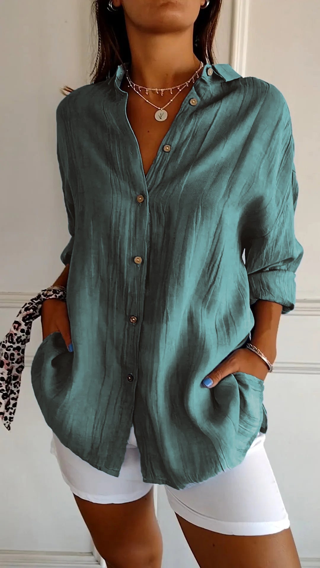 Women’s Button-Down Shirt Lightweight Cotton Summer Shirt