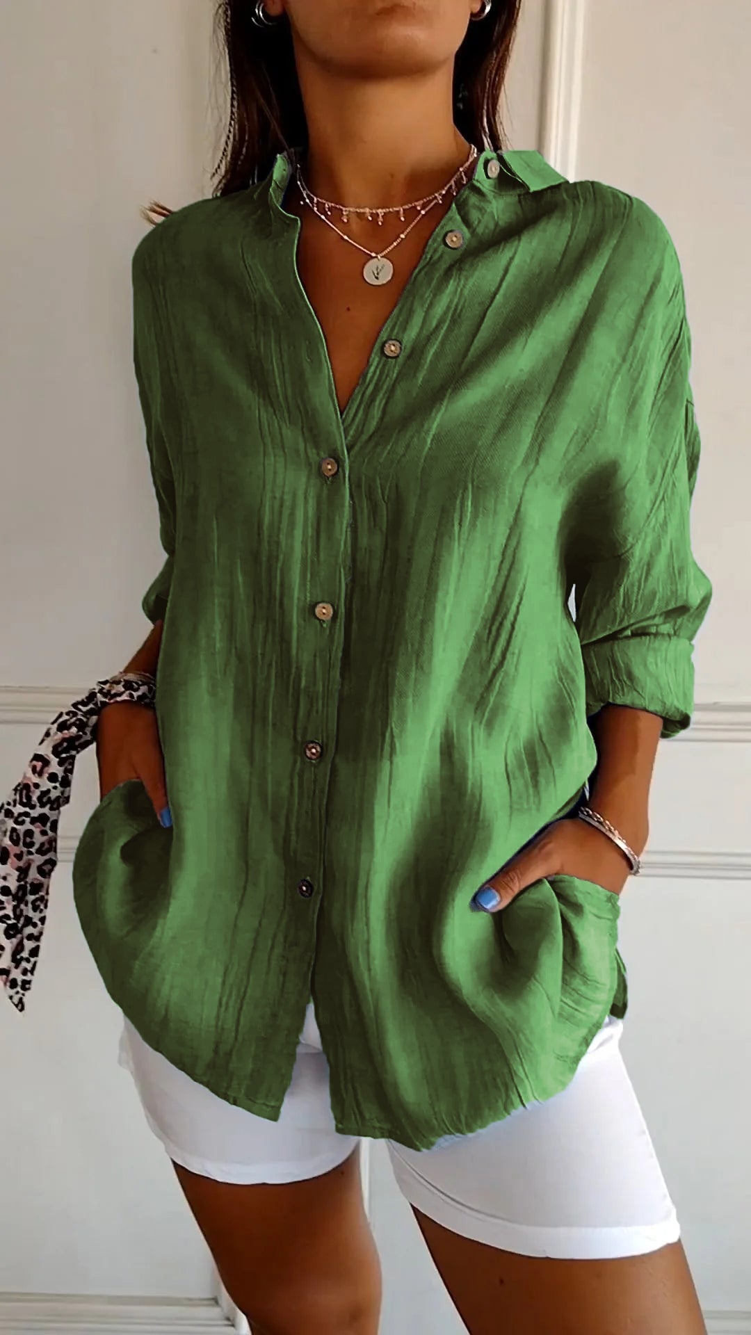Women’s Button-Down Shirt Lightweight Cotton Summer Shirt