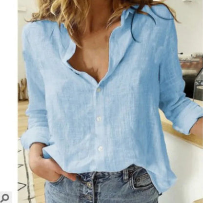 Women's Blouse Cotton Blend Long Sleeve Collar