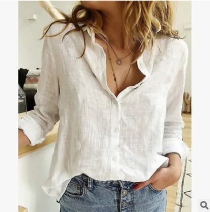 Women's Blouse Cotton Blend Long Sleeve Collar