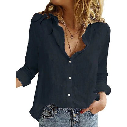 Women's Blouse Cotton Blend Long Sleeve Collar