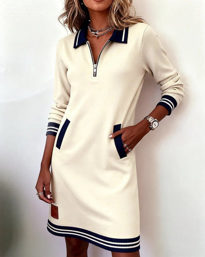 Long Sleeve Polo Collar Dress for Chic Everyday Styling