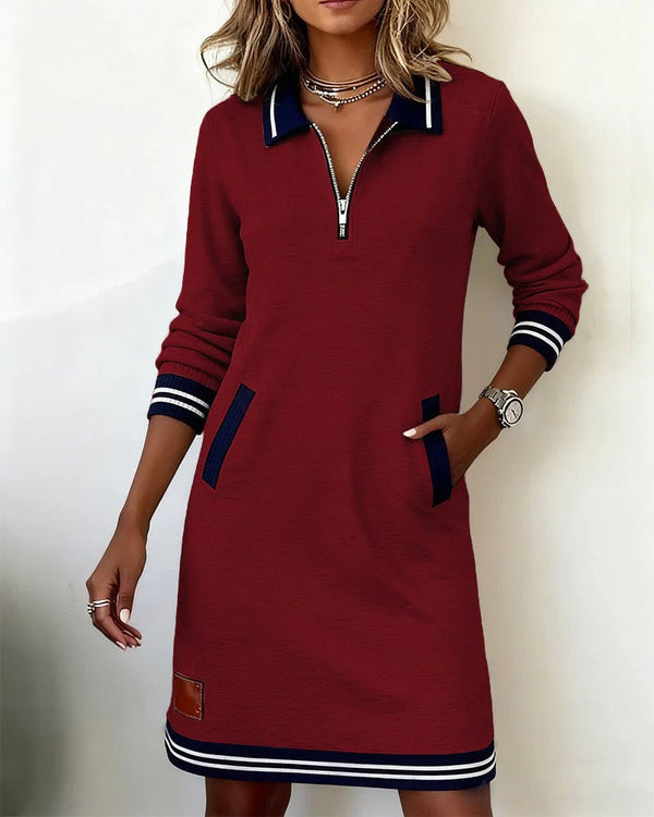 Long Sleeve Polo Collar Dress for Chic Everyday Styling