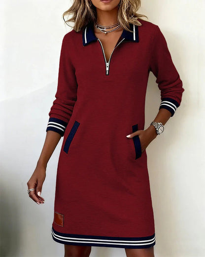 Long Sleeve Polo Collar Dress for Chic Everyday Styling