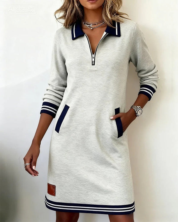 Long Sleeve Polo Collar Dress for Chic Everyday Styling