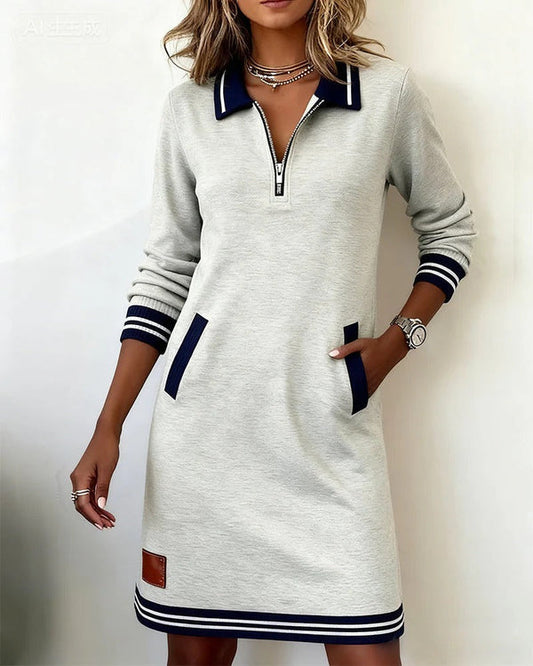 Long Sleeve Polo Collar Dress for Chic Everyday Styling