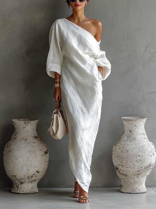 One-Shoulder Flowing Maxi Dress for Elegant Occasions