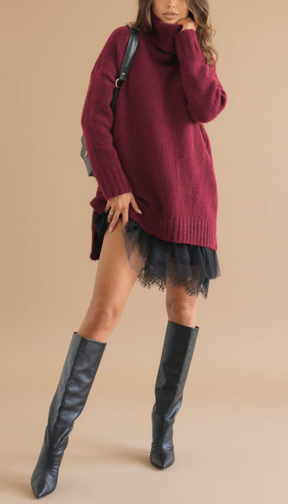 Oversized Sweater Dress with Collar for Cozy Chic Looks