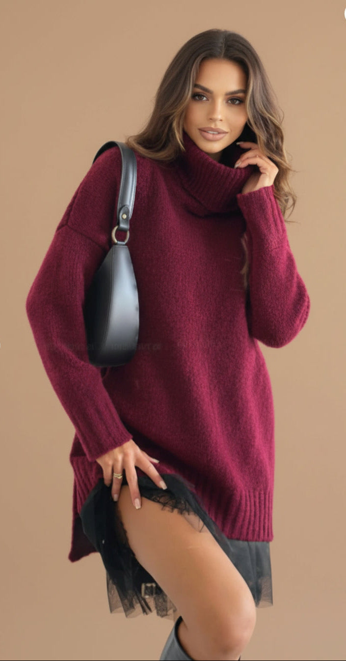 Oversized Sweater Dress with Collar for Cozy Chic Looks
