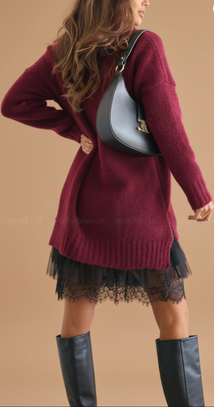 Oversized Sweater Dress with Collar for Cozy Chic Looks