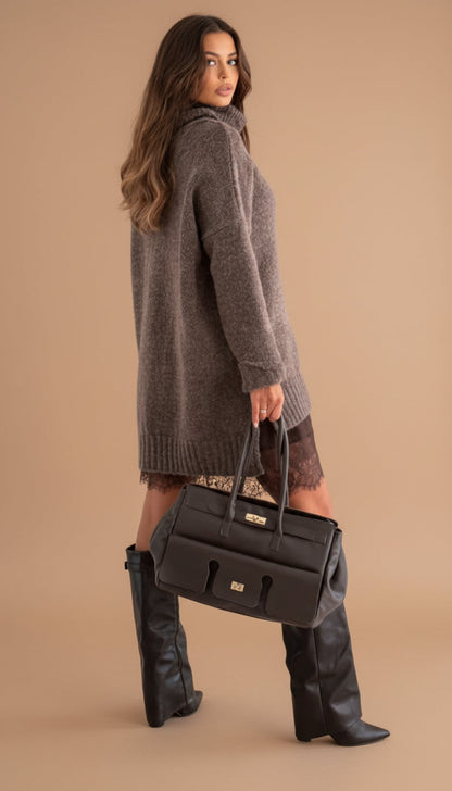 Oversized Sweater Dress with Collar for Cozy Chic Looks