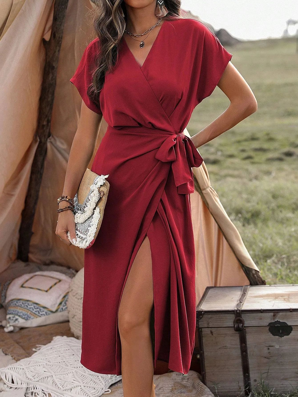 Wrap Dress with Cap Sleeves for Feminine Everyday Styling