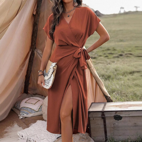Wrap Dress with Cap Sleeves for Feminine Everyday Styling