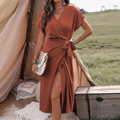 Wrap Dress with Cap Sleeves for Feminine Everyday Styling