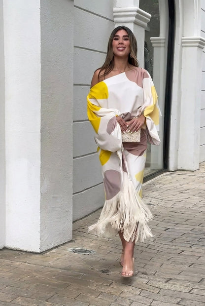 One-Shoulder Fringe Elegance Women’s Set