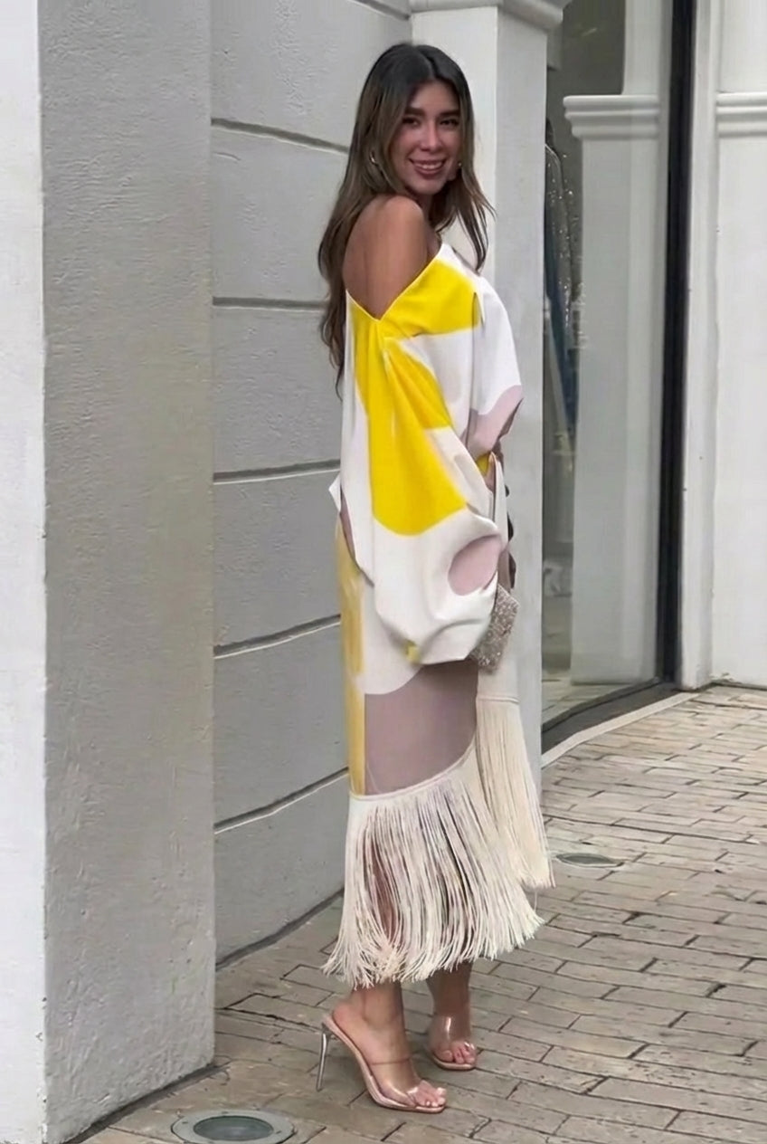 One-Shoulder Fringe Elegance Women’s Set