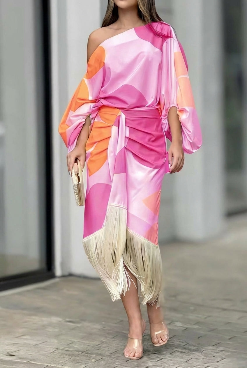 One-Shoulder Fringe Elegance Women’s Set