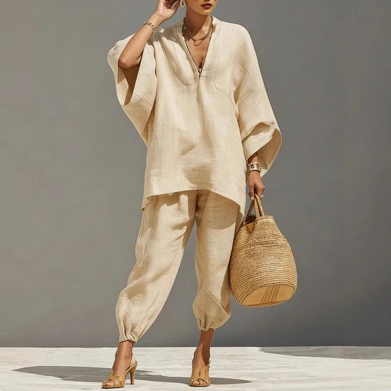 Batwing Sleeve Relaxed Women’s Two-Piece Set