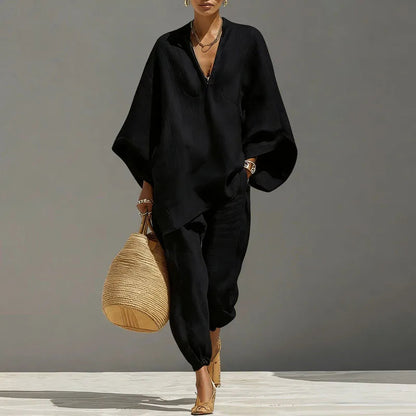 Batwing Sleeve Relaxed Women’s Two-Piece Set