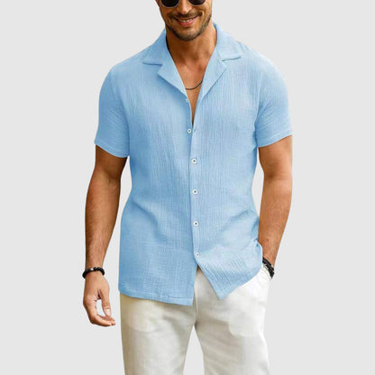 Men's Short Sleeve Linen Feel Shirt