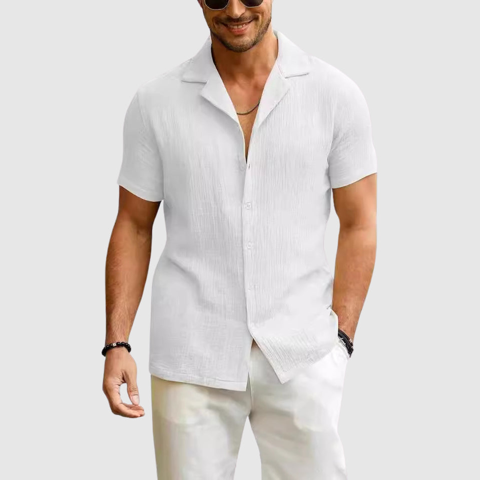 Men's Short Sleeve Linen Feel Shirt