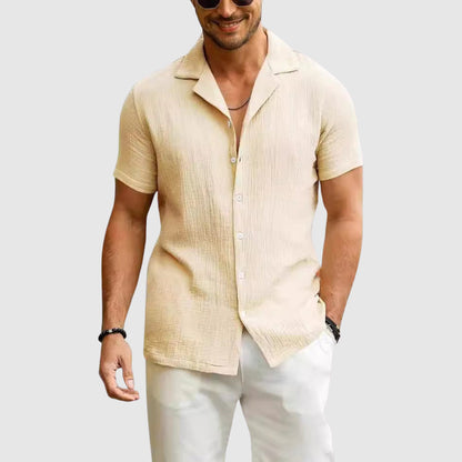 Men's Short Sleeve Linen Feel Shirt