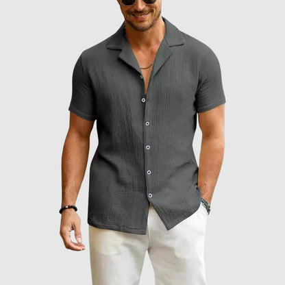 Men's Short Sleeve Linen Feel Shirt