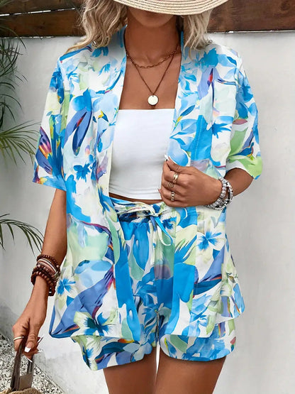 Floral Kimono Shorts Co-ord Set