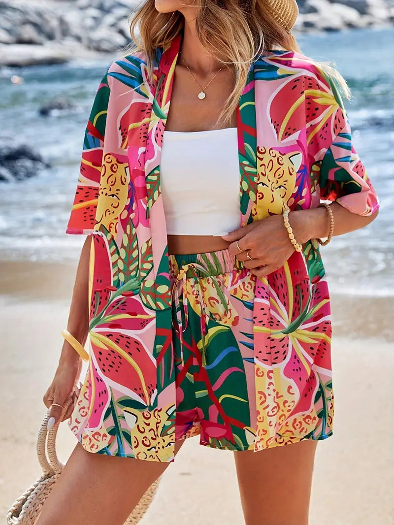 Floral Kimono Shorts Co-ord Set