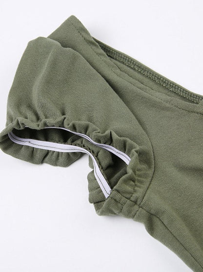 Green Fairy Grunge Short Sleeve Top with Lace Trim Slim Fit
