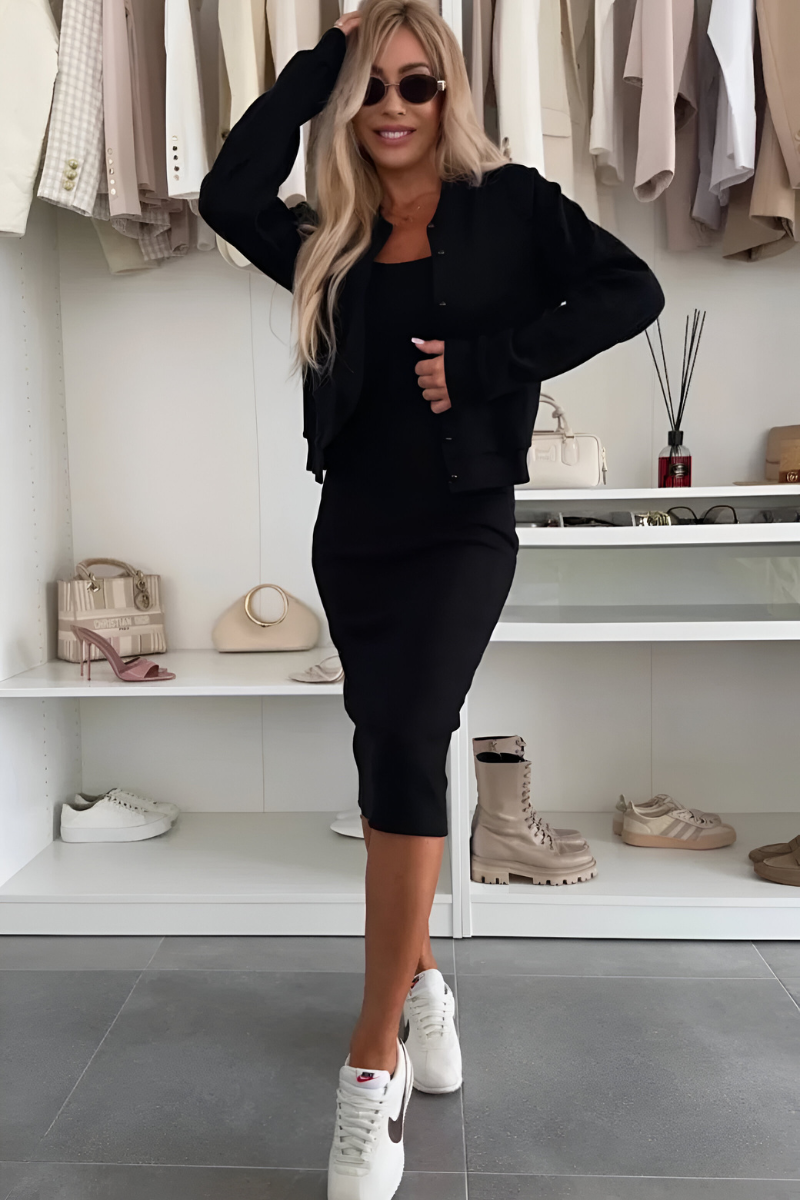 Ribbed Midi Dress & Cropped Cardigan Set